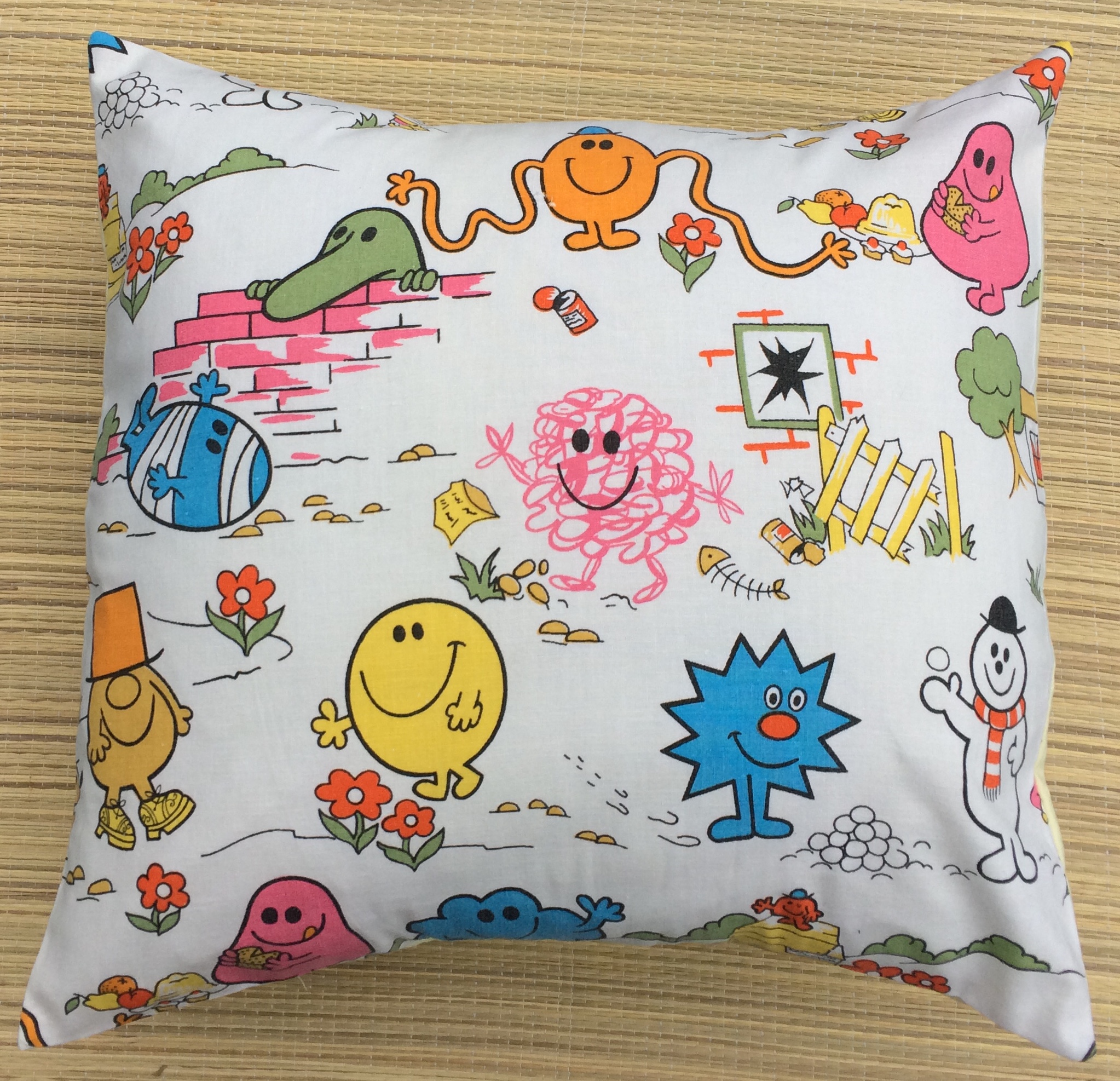 Mr Men Mr Messy Vintage Fabric Cushion – Handmade by Alien Couture