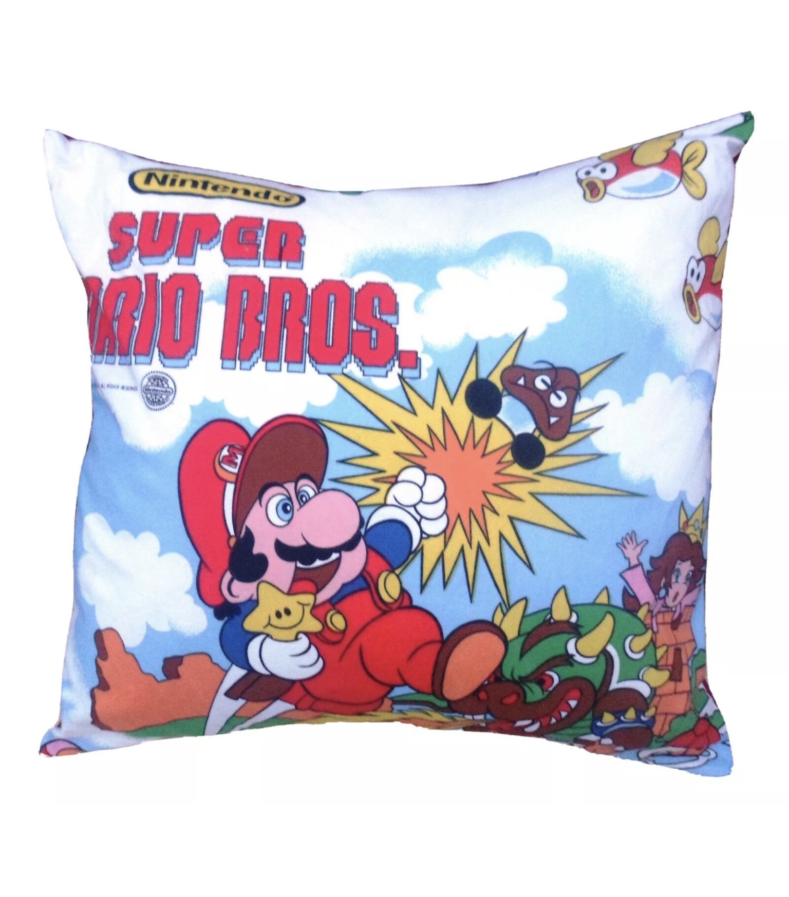 Super Mario Bros Nintendo Vintage Fabric Cushion – handmade by